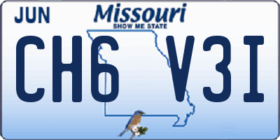 MO license plate CH6V3I