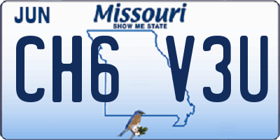 MO license plate CH6V3U