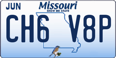 MO license plate CH6V8P