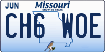 MO license plate CH6W0E