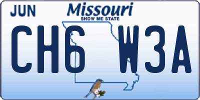 MO license plate CH6W3A