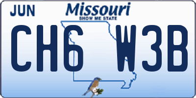 MO license plate CH6W3B