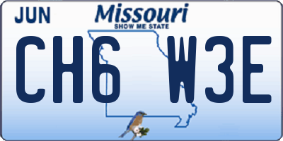 MO license plate CH6W3E