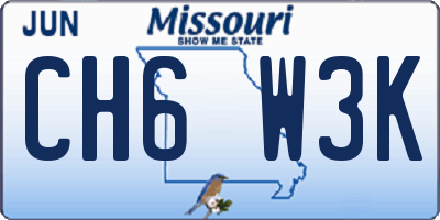 MO license plate CH6W3K