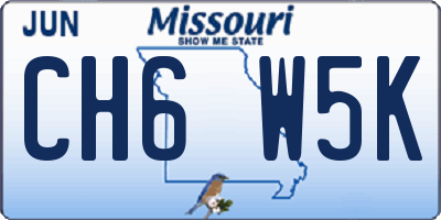 MO license plate CH6W5K