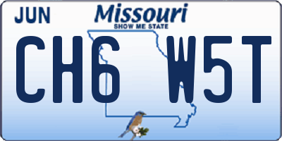 MO license plate CH6W5T