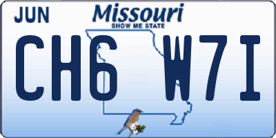 MO license plate CH6W7I