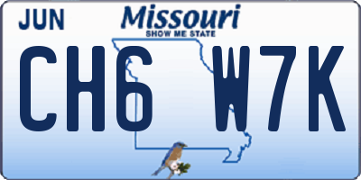 MO license plate CH6W7K