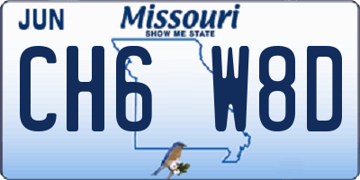 MO license plate CH6W8D