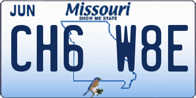 MO license plate CH6W8E