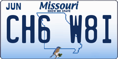 MO license plate CH6W8I