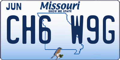 MO license plate CH6W9G