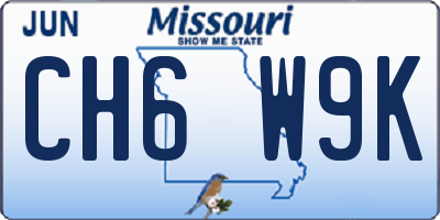 MO license plate CH6W9K