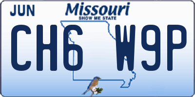 MO license plate CH6W9P