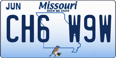MO license plate CH6W9W