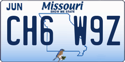 MO license plate CH6W9Z
