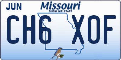 MO license plate CH6X0F