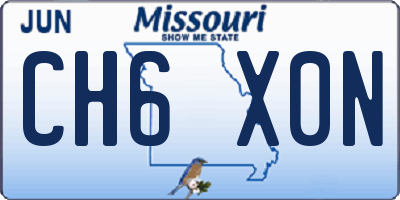 MO license plate CH6X0N