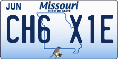 MO license plate CH6X1E