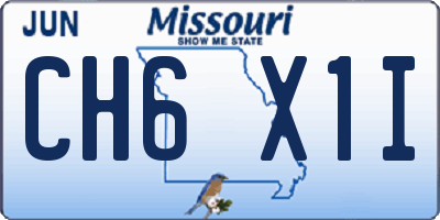 MO license plate CH6X1I