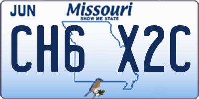 MO license plate CH6X2C