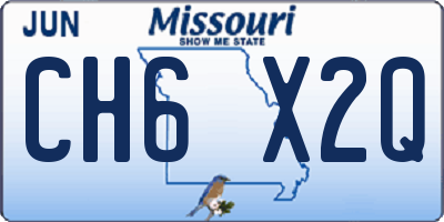 MO license plate CH6X2Q
