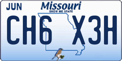 MO license plate CH6X3H