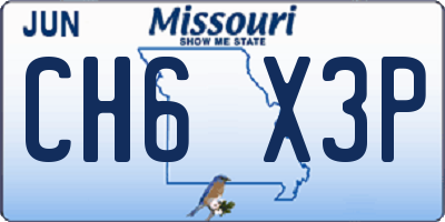 MO license plate CH6X3P