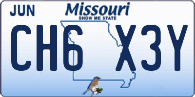 MO license plate CH6X3Y
