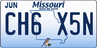 MO license plate CH6X5N