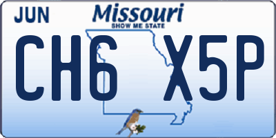 MO license plate CH6X5P