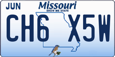 MO license plate CH6X5W