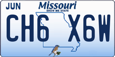 MO license plate CH6X6W