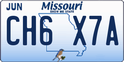 MO license plate CH6X7A