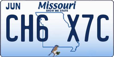 MO license plate CH6X7C