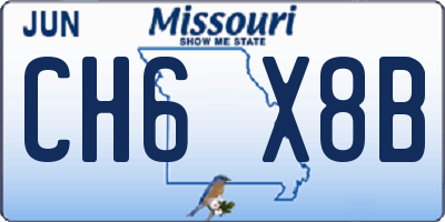 MO license plate CH6X8B