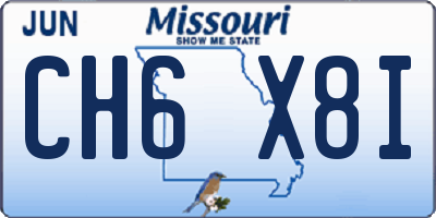 MO license plate CH6X8I