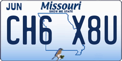 MO license plate CH6X8U