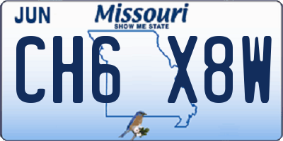 MO license plate CH6X8W