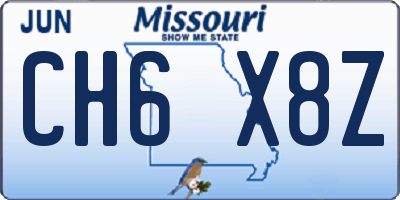 MO license plate CH6X8Z