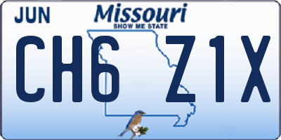 MO license plate CH6Z1X