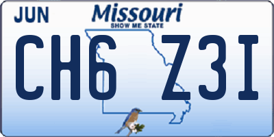 MO license plate CH6Z3I