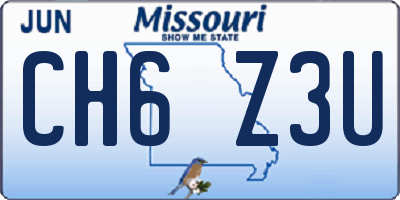 MO license plate CH6Z3U