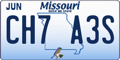 MO license plate CH7A3S