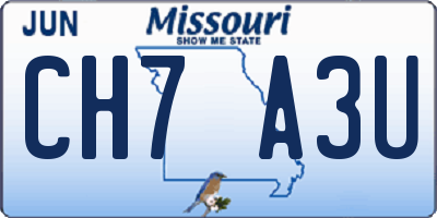MO license plate CH7A3U