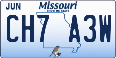 MO license plate CH7A3W