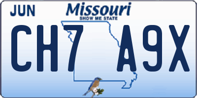 MO license plate CH7A9X