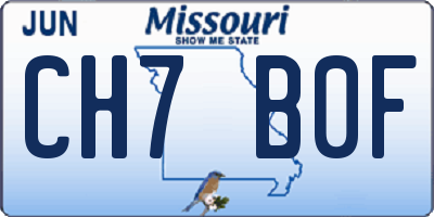 MO license plate CH7B0F