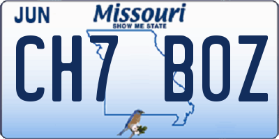 MO license plate CH7B0Z