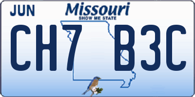 MO license plate CH7B3C